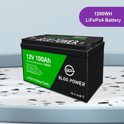 Bloopower Batería de iones de litio de ciclo profundo 12 V Luz solar LiFePO4 para plataforma de trabajo aérea eléctrica Autobús turístico Vehículos recreativos Copia de seguridad